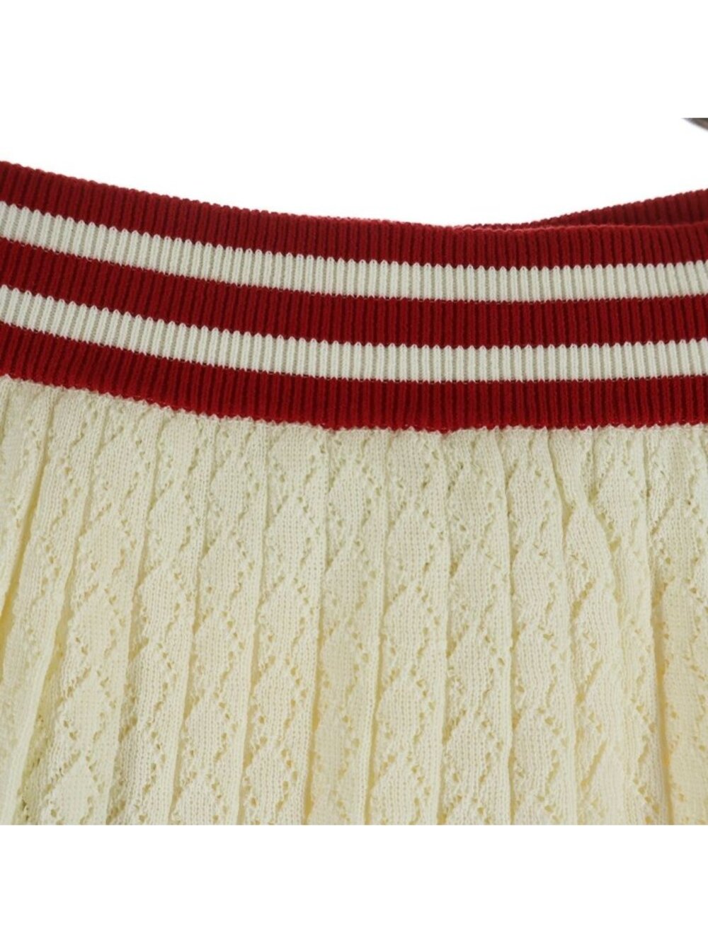 Gucci Adidas Cotton Knit Knitted Pleated Skirt Ivory - Picture 4 of 8